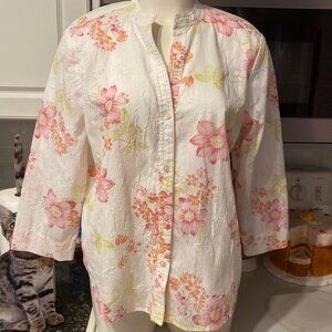 Z womens Liz Claiborne casual floral button front regular size shirt size XL